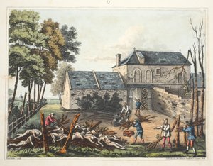 Chateau de Hougoumont: mostra os mortos sendo enterrados após a batalha