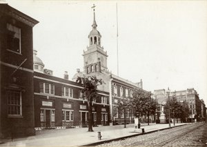 Independence Hall, Chestnut Street, Zona Sul entre as Ruas 5 e 6, 1898 (foto bw) de James Shields