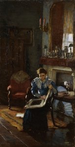 A Dublin Interior, c.1915-20 (óleo sobre tela) de James Sinton Sleator