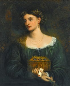 Pinturas pré-rafaelitas : Pandora (Pandore) par Smetham, James (1821-1889), ca. 1865. Óleo sobre tela, 76,5x61. Coleção Particular
