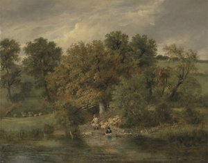 Lavagem de Ovelhas em Postwick Grove, Norwich, c.1822 (óleo no painel)