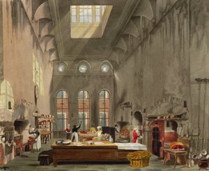 Cozinha, o palácio do St. James, gravado por William James Bennett (1787-1844) de "a história das residências reais" pelo bar de William Henry Pyne (1769-1843). 1819