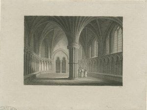 Interior da Catedral de Lichfield - Casa do Capítulo: gravura em aço, sd [c 1815] (impressão)