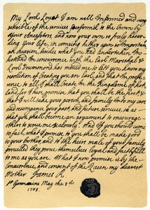 Carta de James Edward Stuart a Simon Fraser, Lord Lovat, St Germains, 3 de maio de 1703. de James Stuart