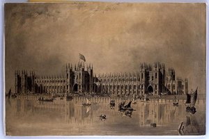 Desenho de perspectiva das novas Casas do Parlamento proposto pelo artista de James Thomas Knowles