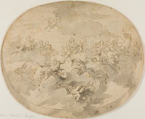 Desenho para o Ceiling Fresco: Apollo e as Musas com Minerva Destruindo a Ignorância de James Thornhill
