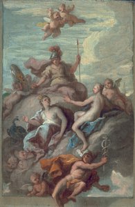 Juno, Minerva e Vênus Despachando Mercúrio com a Maçã da Discórdia, c.1718