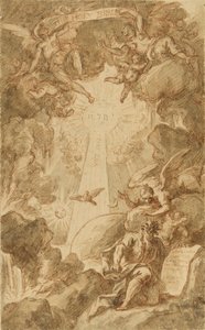 Desenho preparatório para a gravura de C. du Bosc, para a Bíblia da Capela do Royal Marine College. Obra (43x26,6 cm) de James Thornhill (1675-1734), início do século XVIII. de James Thornhill