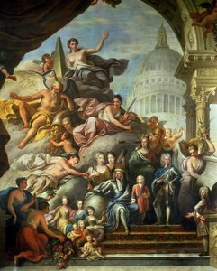 Pintura de parede posterior do Salão Superior, glorificando Jorge I (1660-1727) e a Casa de Hanover, 1718-24 (ver também 208091, 7797 e 28499).