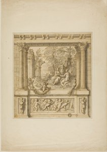 Decoração de parede com história de Egeria e Numa Pompilius de James Thornhill