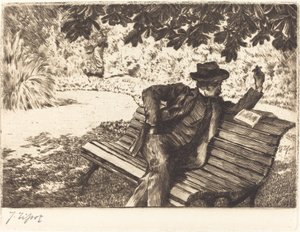Denoisel Reading in the Garden, 1882. de James Tissot