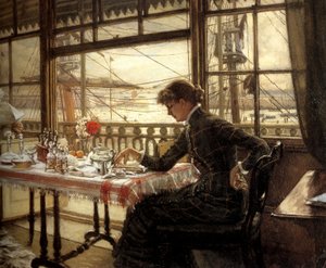 Quarto com vista para o porto de James Tissot