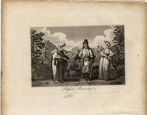 Vestidos camponeses russos, ca 1775 de James Tookey
