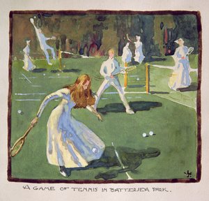 Um jogo de tênis em Battersea Park (wc no papel)