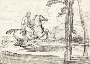 A Horseman in a Landscape, provavelmente um estudo para &39;Theophilus Levett Fox Hunting in Wychnor Park&39; de James Ward
