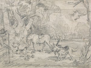 Lord Southampton&39;s Shooting Pony, com Sailor, His Retriever, e Rover, His Spaniel de James Ward