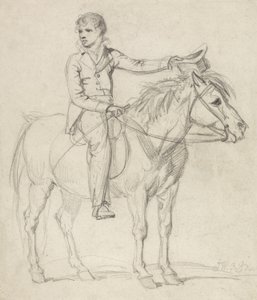 Lord Stanhope (1753-1816) como um menino que monta um pônei (lápis sobre papel) de James Ward