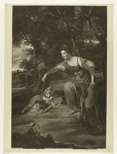 Retrato de Elizabeth Montagu e seu filho George como Diana e Cupido de James Watson (prentmaker)