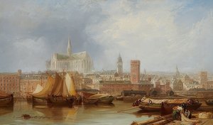 Vista de Colônia com a catedral inacabada de James Webb