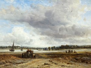 Castelo de Calshott, perto de Southampton (óleo no painel) de James Webb