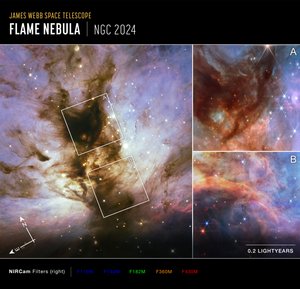 Nebulosa da Chama: Observações do Hubble e do Webb (Imagem da Compass) de James Webb Space Telescope (NASA)