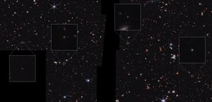 Galáxias no campo CEERS (imagem da NIRCam) de James Webb Space Telescope (NASA)
