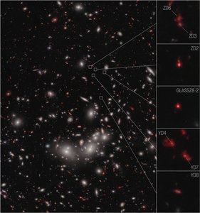 Protocluster de galáxias (Imagem NIRCam) de James Webb Space Telescope (NASA)