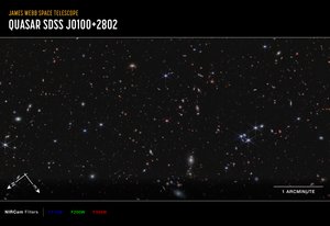Quasar J0100+2802 (Imagem da NIRCam Compass) de James Webb Space Telescope (NASA)