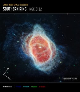 Nebulosa do Anel do Sul (Imagem da Bússola MIRI) de James Webb Space Telescope (NASA)