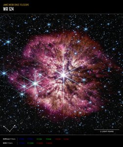 WR 124 (NIRCam e imagem de bússola MIRI) de James Webb Space Telescope (NASA)