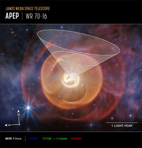Wolf-Rayet Apep (Imagem do MIRI Compass) de James Webb Space Telescope (NASA)
