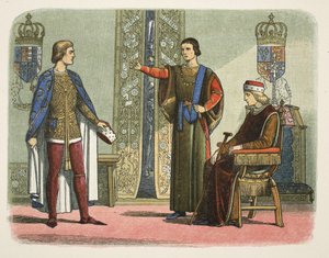 Henrique VI e os Duques de York e Somerset, Setembro de 1450, de A Chronicle of England BC 55 a AD 1485, pub. Londres de James William Edmund Doyle