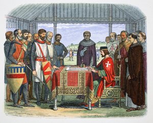 O Rei João assina a Grande Carta, Runnymede, Surrey, 1215 1864.   de James William Edmund Doyle