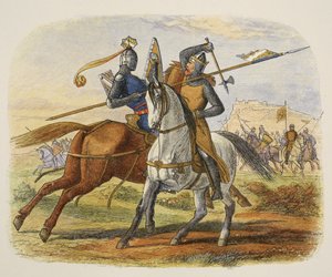 Sir Robert Bruce mata Sir Henry Bohun, de A Chronicle of England BC 55 a AD 1485, pub. Londres, 1863