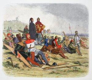 Os ingleses esperam pelos franceses na Batalha de Crecy, França 1346 1864 de James William Edmund Doyle