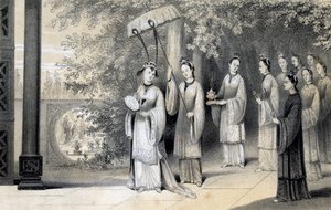 A imperatriz e seus acompanhantes procediam do templo de amoreira ao templo, 1847.