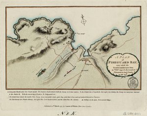 Planta da baía de Fishguard, perto da qual os franceses desembarcaram 1200 homens a 22 de fevereiro de 1797 e entregaram os prisioneiros a Lord Cawdor no dia 24 de James and Laurie Robert (1755 1836) Whittle