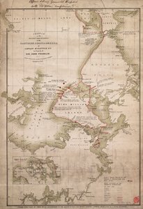 Esboço das descobertas na costa norte da América pelo Capitão McClintock RN em busca de Sir John Franklin, c.1859 (gravura a cores) de James the Younger Wyld