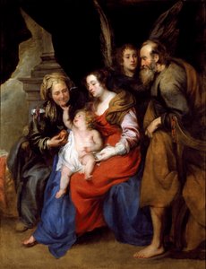 Retrato da santa família com santa Ana, mãe de Maria e um anjo (óleo sobre tela de Jan Roos
