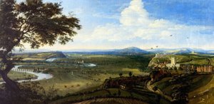 Vista de Nottingham do Oriente, c.1695 (óleo sobre tela) de Jan (attr.to) Siberechts