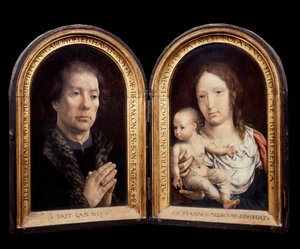 Díptico Carondelet: à esquerda o retrato do patrono Jean Carondelet, à direita a Virgem e o Menino. Pintura de Jan Gossaert dit Mabuse (1478-1536)