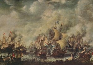 Luta marítima entre os ingleses e holandeses de Ter Heyde, agosto de 1653, 1914.