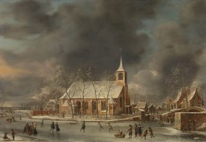 Vista da Igreja de Sloten no Inverno de Jan Abrahamsz. Beerstraten