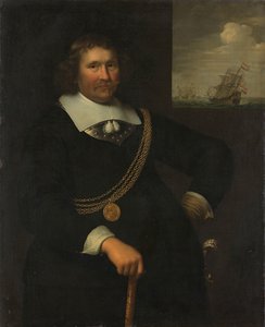 Retrato de Jan Cornelisz Meppel, Tenente-Almirante da Holanda e da Frísia Ocidental de Jan Albertsz. Rotius