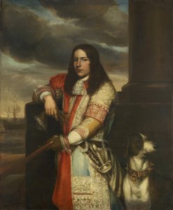 Holandês: Engel de Ruyter (1649-83). Vice-almirante, filho de Michiel Adriaensz de Ruyter Retrato de Engel de Ruyter de Jan Andrea Lievens