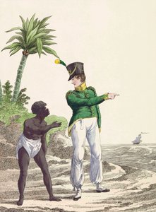 Soldado colonial holandês com um homem negro de Jan Anthonie (after) Langendijk Dzn