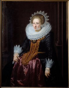 Retrato de Mulher Anteriormente conhecido como Retrato de Madame Vrydags Van Vollenhoven filho Pintura de Jan Van Ravesteyn (1570-1657) (ec.holl.) 1620 Sun. 1,34x1,04 m Lille, Musee des Beaux Arts