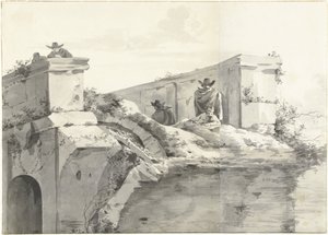 Vista da Orla da Ponte Rotto em Roma de Jan Asselijn (copy after)