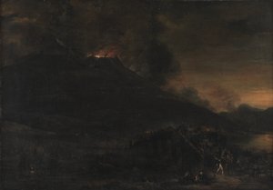 Vesúvio em erupção ao anoitecer de Jan Asselijn