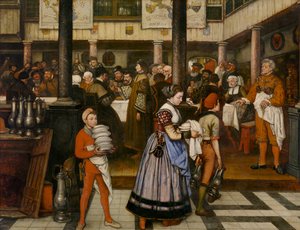 Frans Floris Assistir a um Banquete do Grémio de São Lucas (óleo sobre tela)